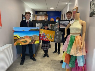 ISA Regional Art Winners (Brookes UK School Suffolk) Left to right - Seb,Theo, Frank,Cameron,Millie in the middle